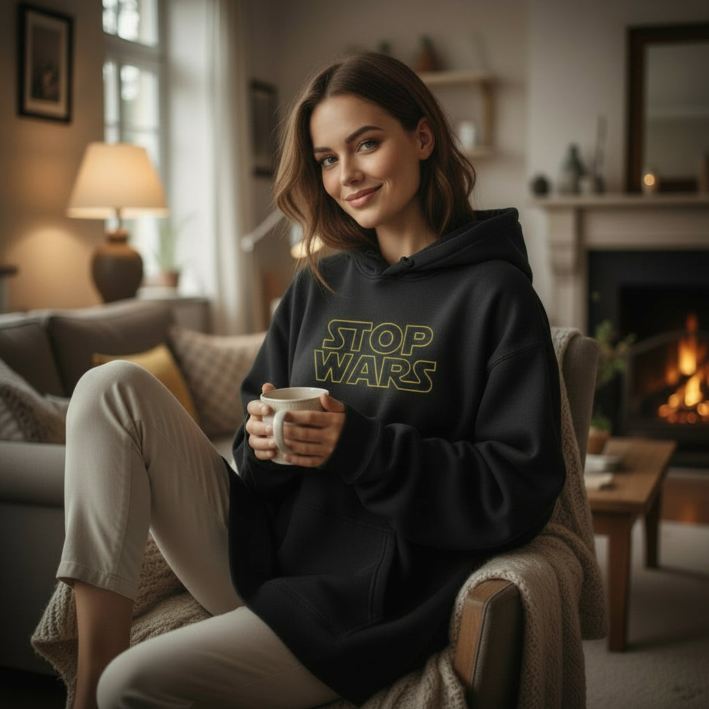 Hoodie för dam – “STOP WARS” tryck
