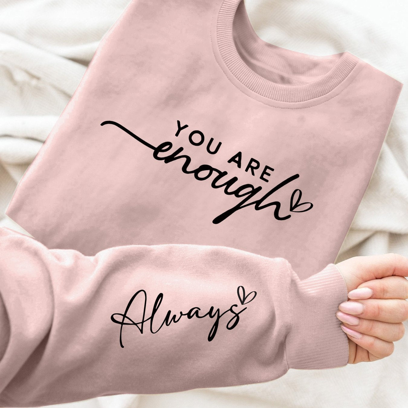 Sweatshirt för Dam – “YOU ARE ENOUGH” (Loose Fit Pullover)