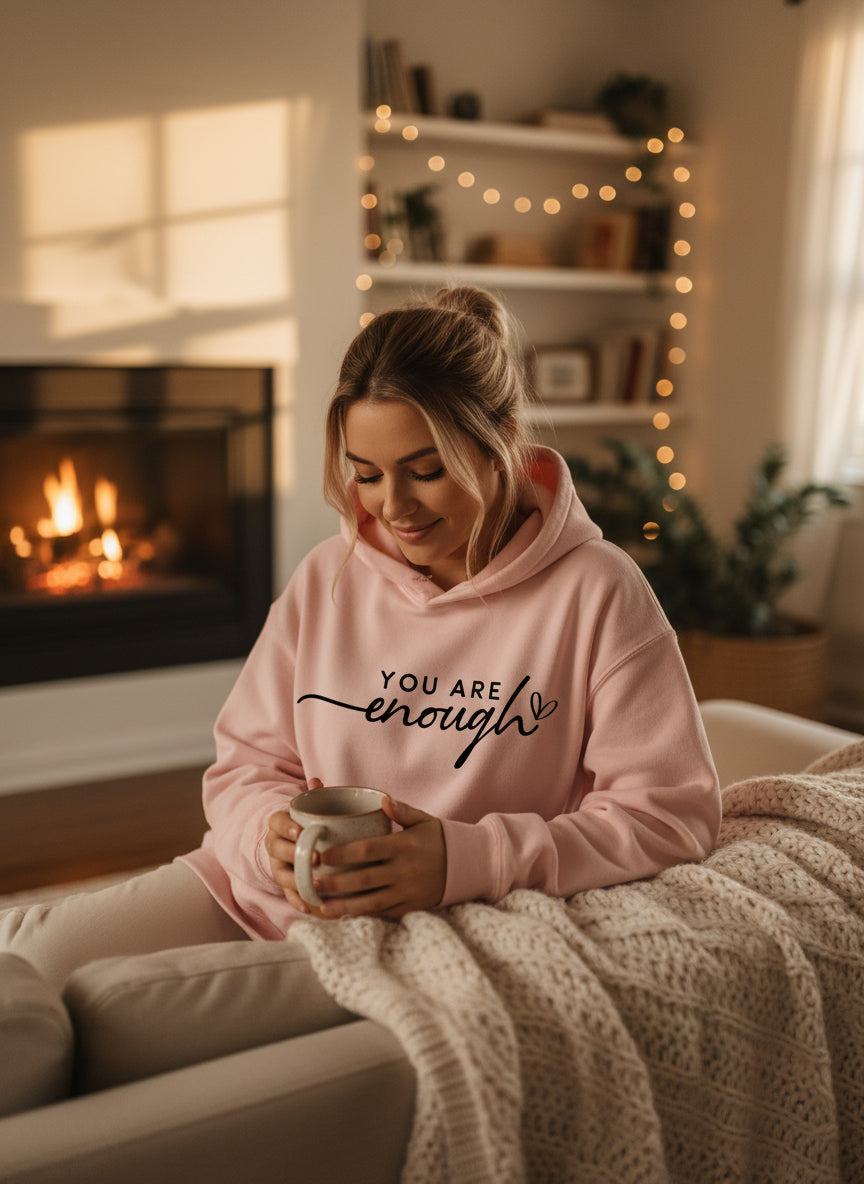Sweatshirt för Dam – “YOU ARE ENOUGH” (Loose Fit Pullover)