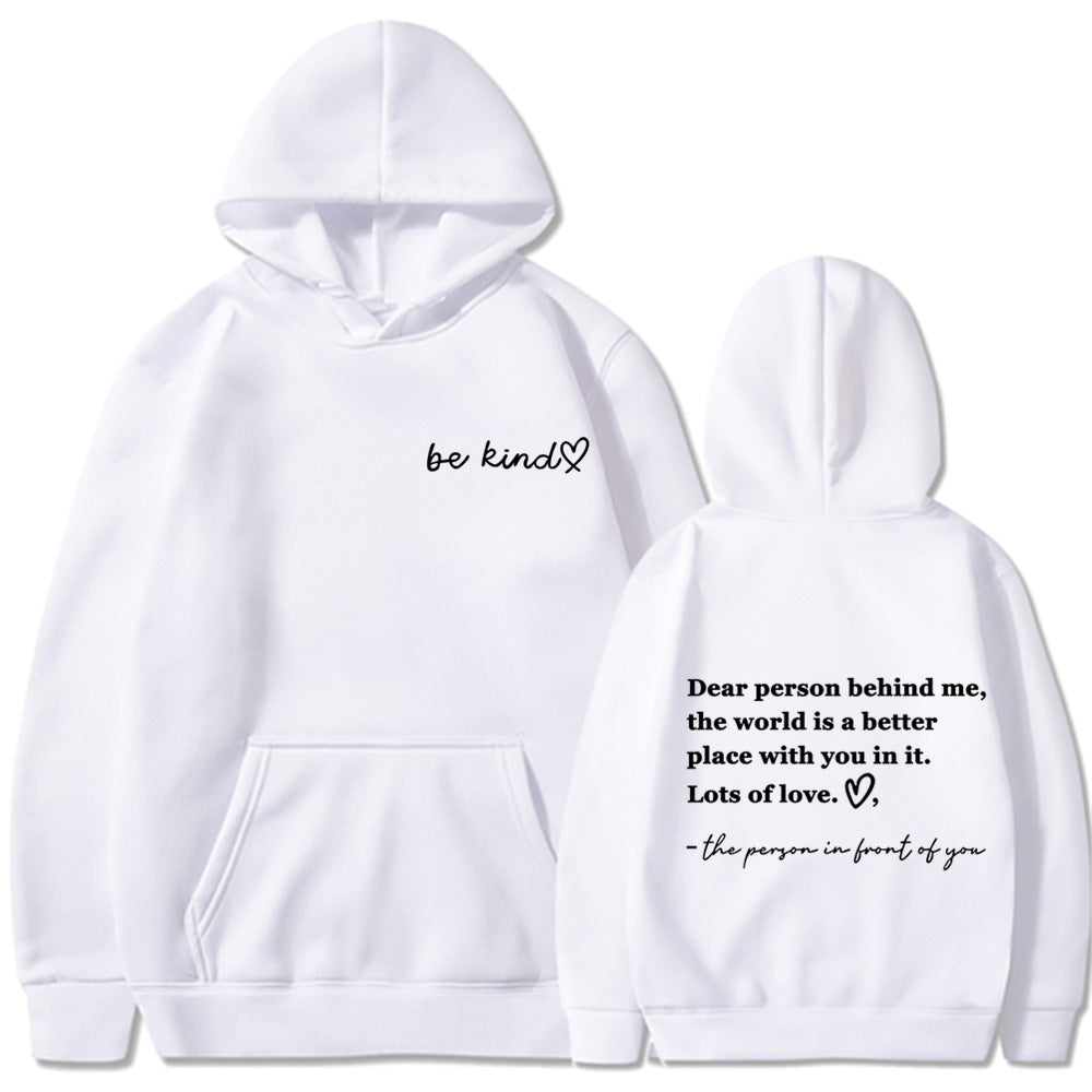 Hoodie för dam – ”To The Person Behind Me” tryck fram och bak