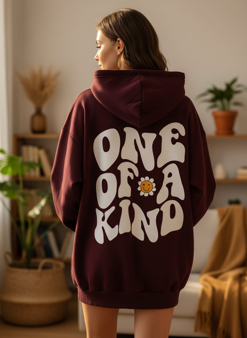 Hoodie för dam – huvtröja med “ONE OF A KIND”-tryck