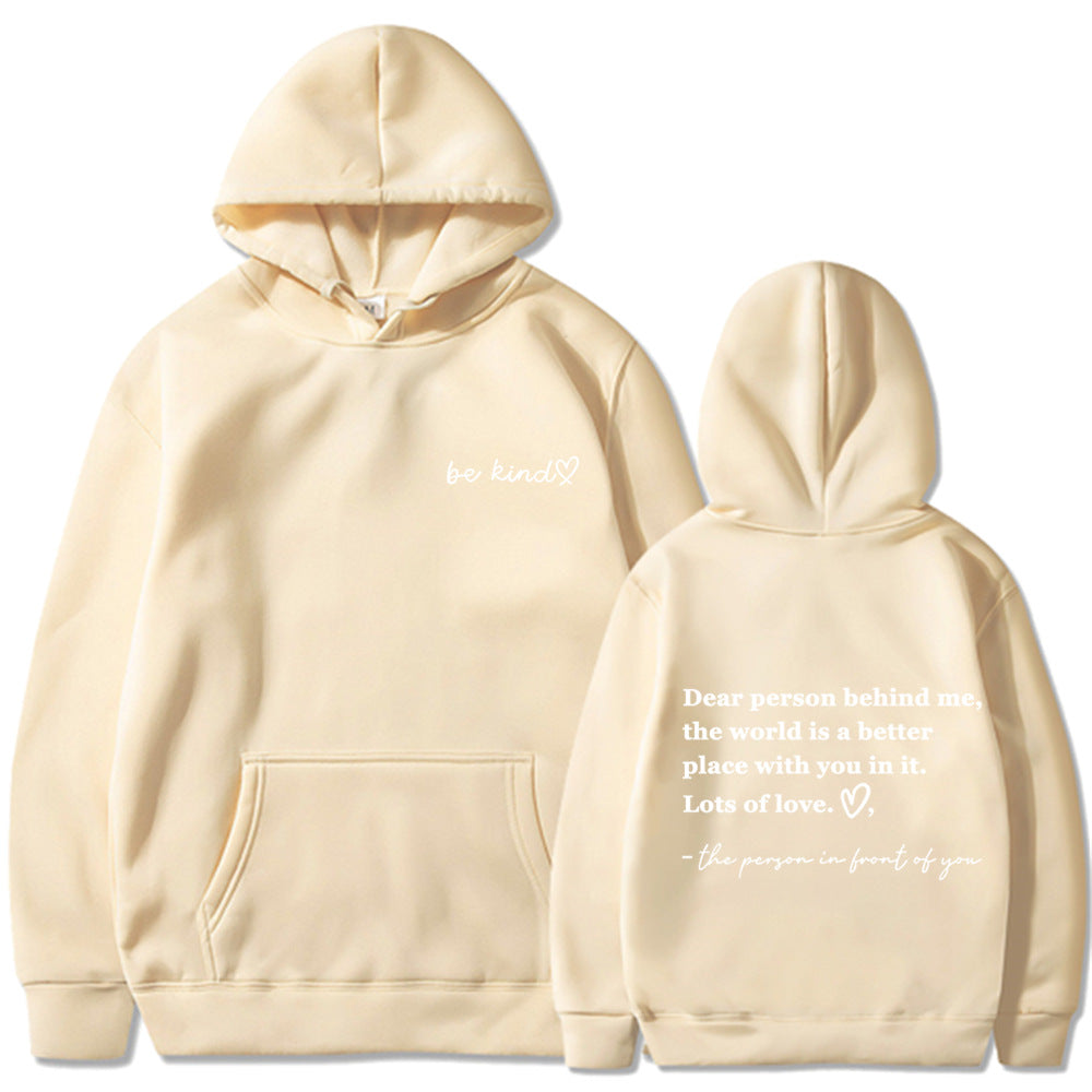 Hoodie för dam – ”To The Person Behind Me” tryck fram och bak